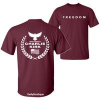Freedom Charlie Kirk A True American Patriot Eagle Wreath “Forever in Our Hearts” Memorial T-Shirt