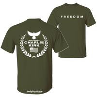 Freedom Charlie Kirk A True American Patriot Eagle Wreath “Forever in Our Hearts” Memorial T-Shirt