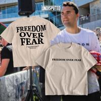 Freedom Over Fear Charlie Kirk Tribute Heavy Cotton Commemorative Shirt Hoodie/Tshirt