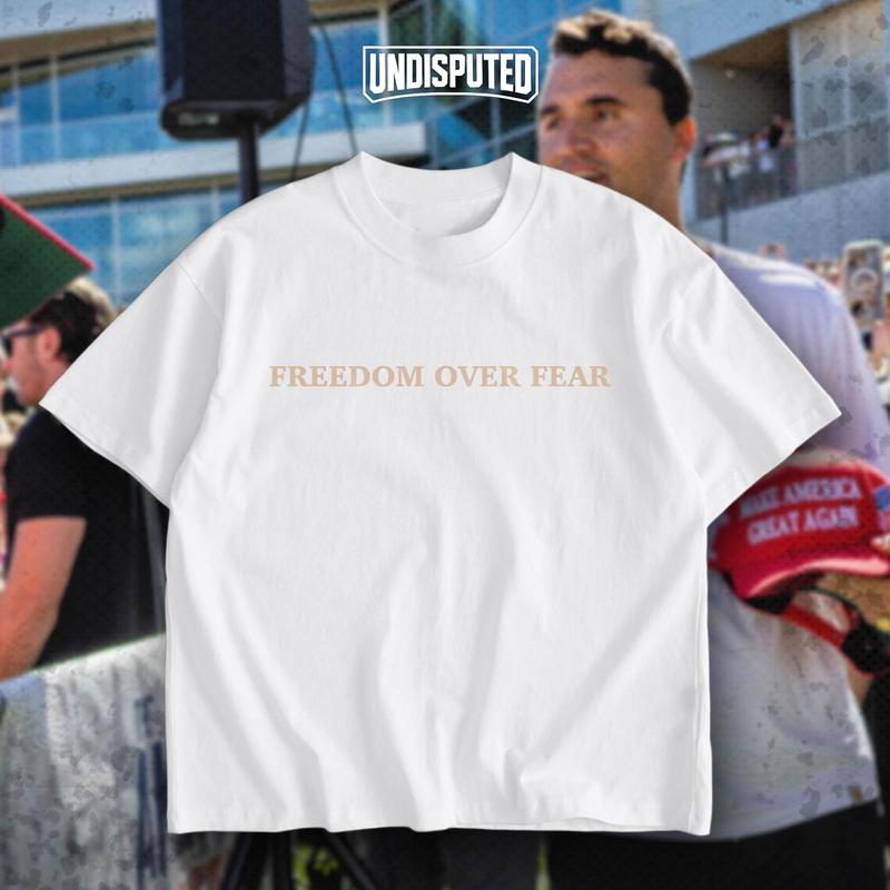 Freedom Over Fear Charlie Kirk Tribute Heavy Cotton Commemorative Shirt Hoodie/Tshirt