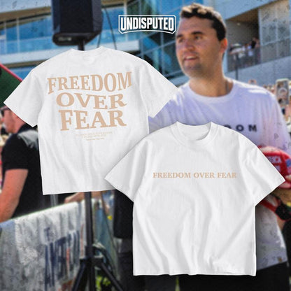 Freedom Over Fear Charlie Kirk Tribute Heavy Cotton Commemorative Shirt Hoodie/Tshirt